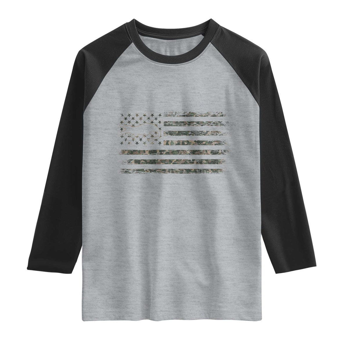 Alligator Hunting Camo American Flag Raglan Shirt Louisiana Bayou Hunter Gift
