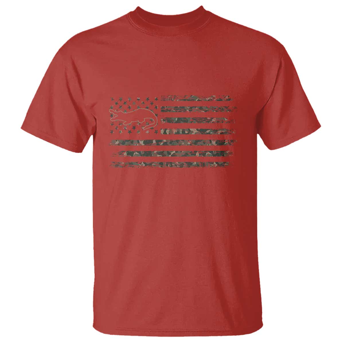 Alligator Hunting Camo American Flag T Shirt Louisiana Bayou Hunter Gift