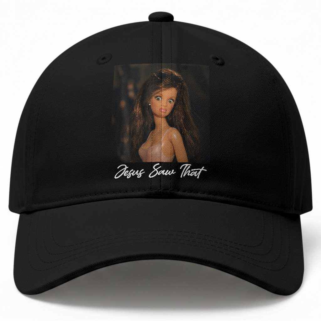 Funny Sassy Christian Doll Face Meme Baseball Cap Jesus Saw That