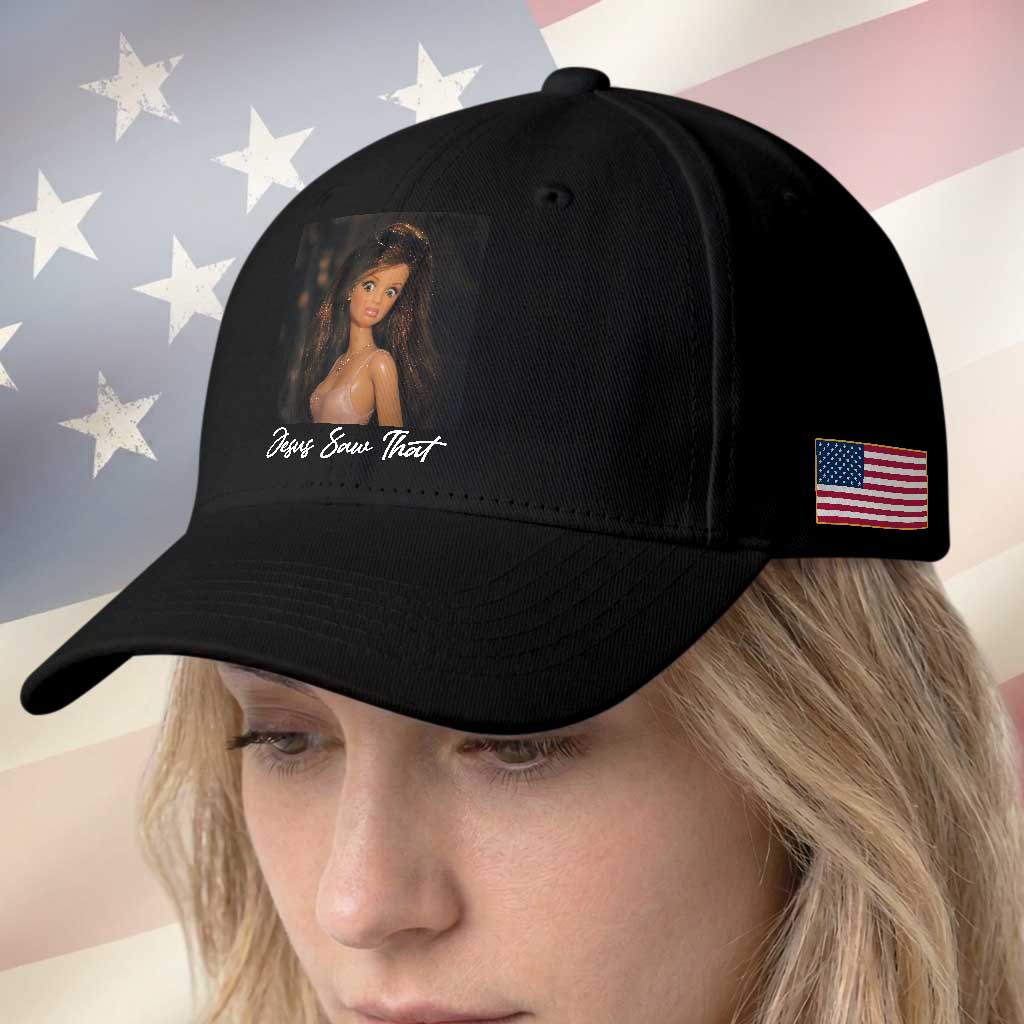 Funny Sassy Christian Doll Face Meme Baseball Cap Jesus Saw That