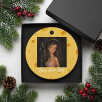 Funny Sassy Christian Doll Face Meme Ceramic Ornament Jesus Saw That