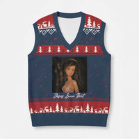 Funny Sassy Christian Doll Face Meme V-Neck Knit Sweater Vest Jesus Saw That