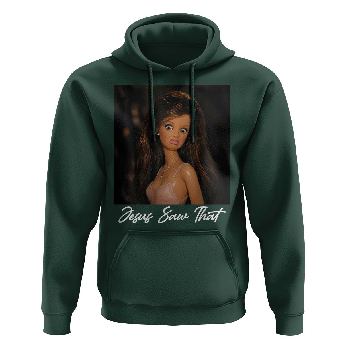 Funny Sassy Christian Doll Face Meme Hoodie Jesus Saw That