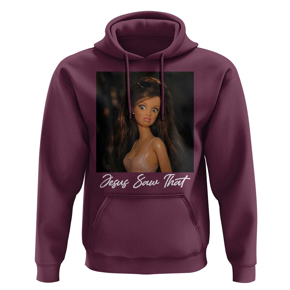 Funny Sassy Christian Doll Face Meme Hoodie Jesus Saw That