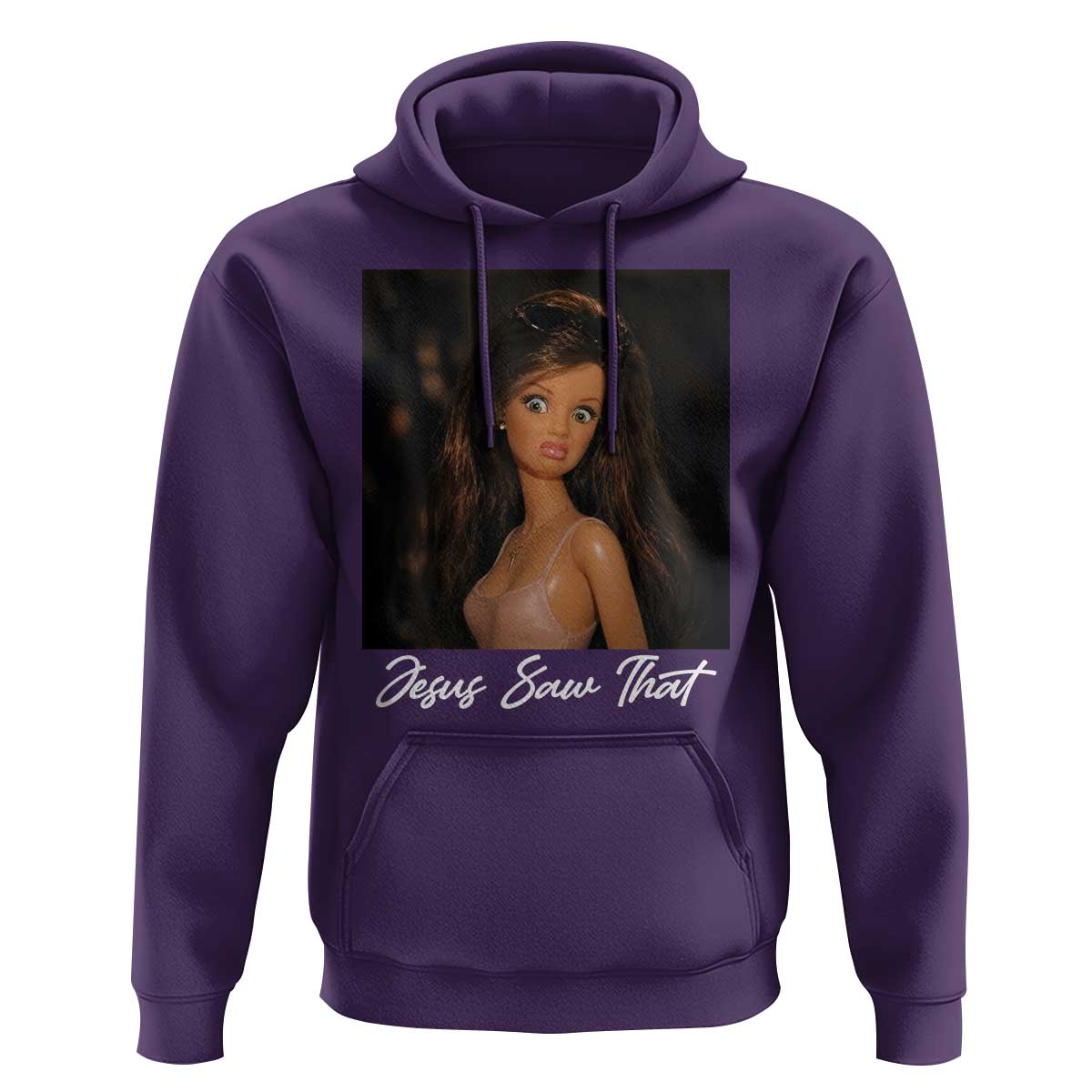 Funny Sassy Christian Doll Face Meme Hoodie Jesus Saw That