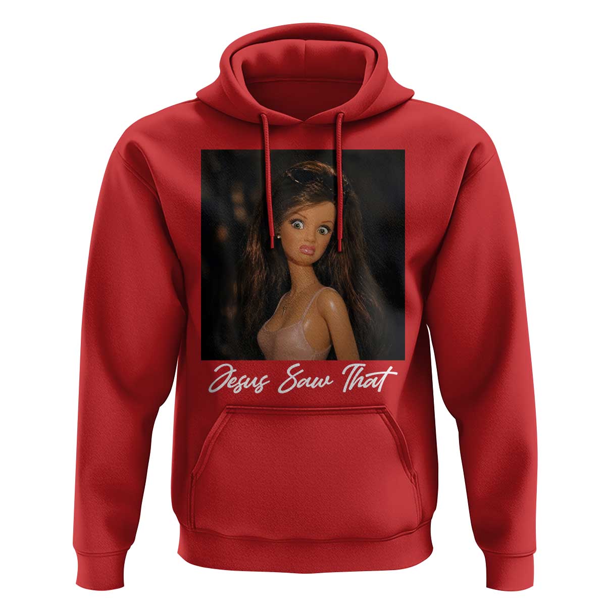 Funny Sassy Christian Doll Face Meme Hoodie Jesus Saw That