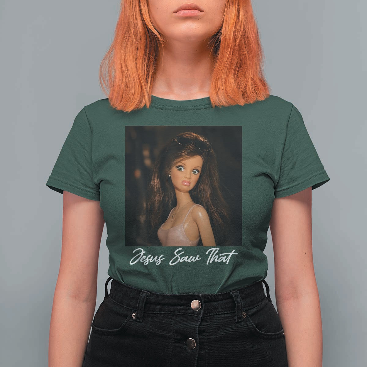 Funny Sassy Christian Doll Face Meme T Shirt For Women Jesus Saw That