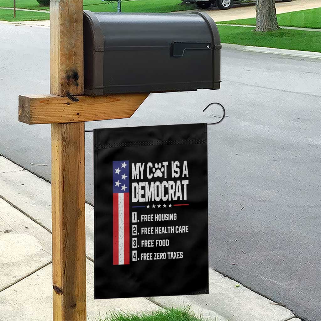 Funny My Cat Is A Democrat Garden Flag Lazy Cat Political Humor