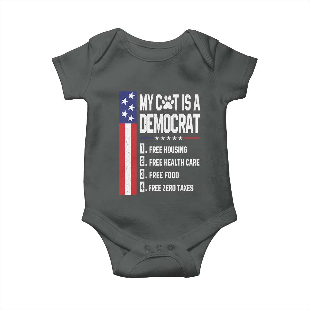 Funny My Cat Is A Democrat Baby Onesie Lazy Cat Political Humor