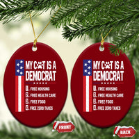 Funny My Cat Is A Democrat Ceramic Ornament Lazy Cat Political Humor