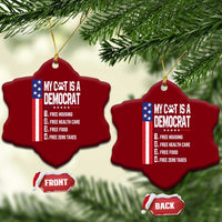Funny My Cat Is A Democrat Ceramic Ornament Lazy Cat Political Humor