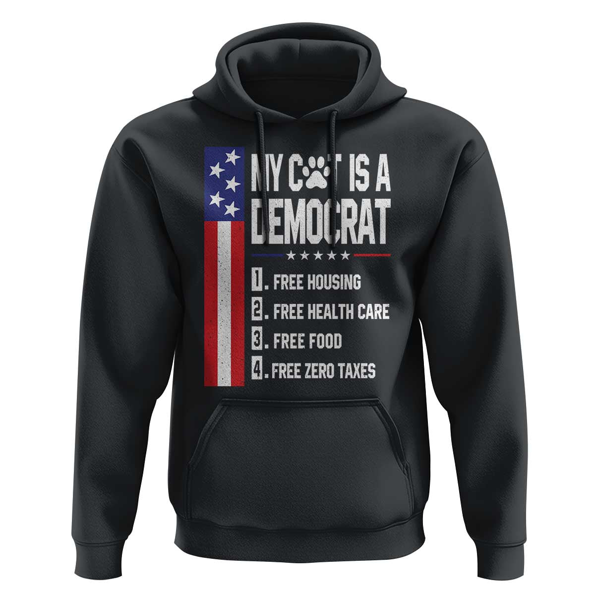 Funny My Cat Is A Democrat Hoodie Lazy Cat Political Humor