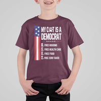 Funny My Cat Is A Democrat T Shirt For Kid Lazy Cat Political Humor