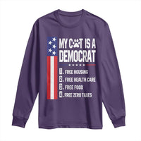Funny My Cat Is A Democrat Long Sleeve Shirt Lazy Cat Political Humor