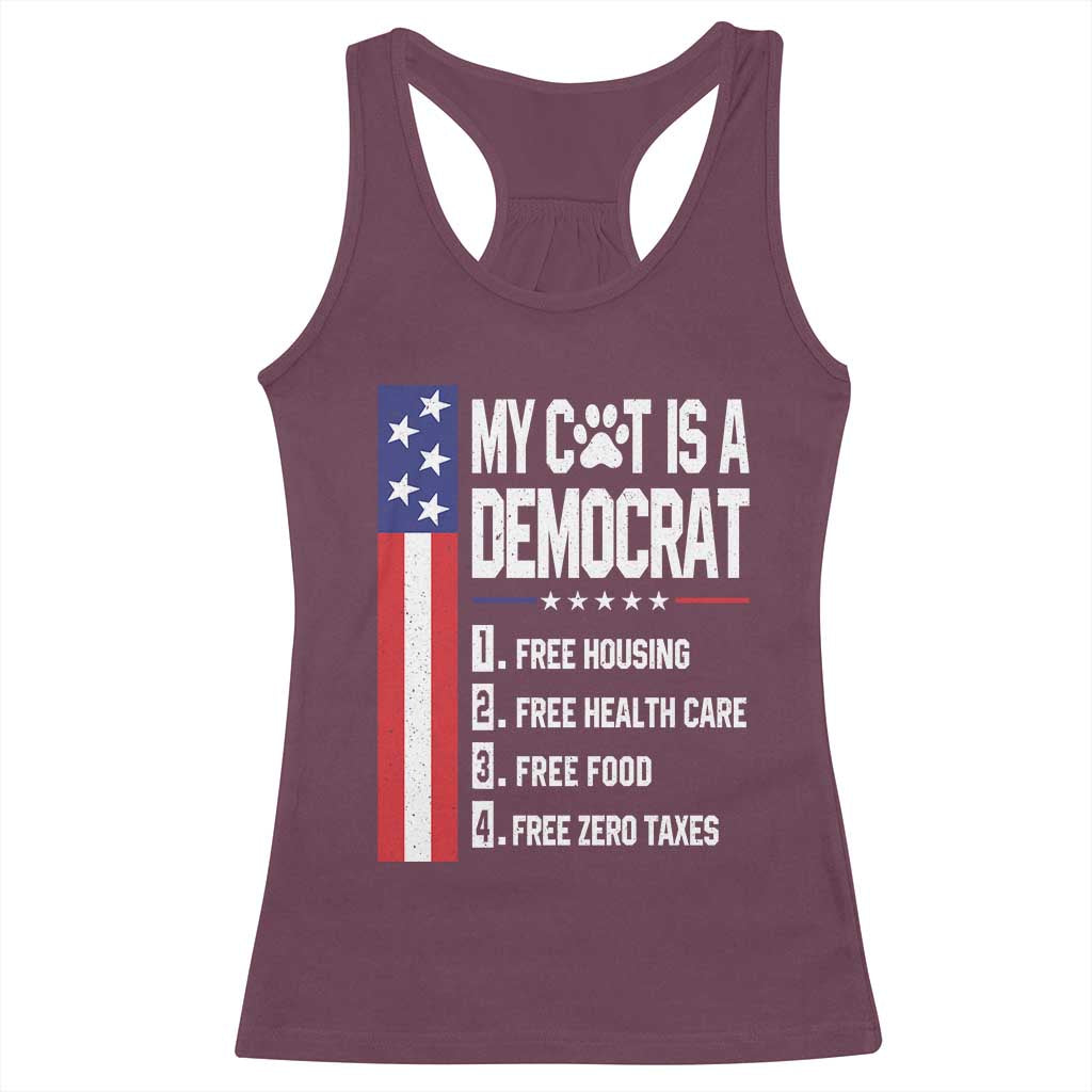 Funny My Cat Is A Democrat Racerback Tank Top Lazy Cat Political Humor