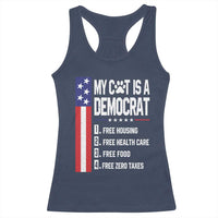 Funny My Cat Is A Democrat Racerback Tank Top Lazy Cat Political Humor