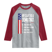Funny My Cat Is A Democrat Raglan Shirt Lazy Cat Political Humor