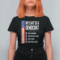 Funny My Cat Is A Democrat T Shirt For Women Lazy Cat Political Humor