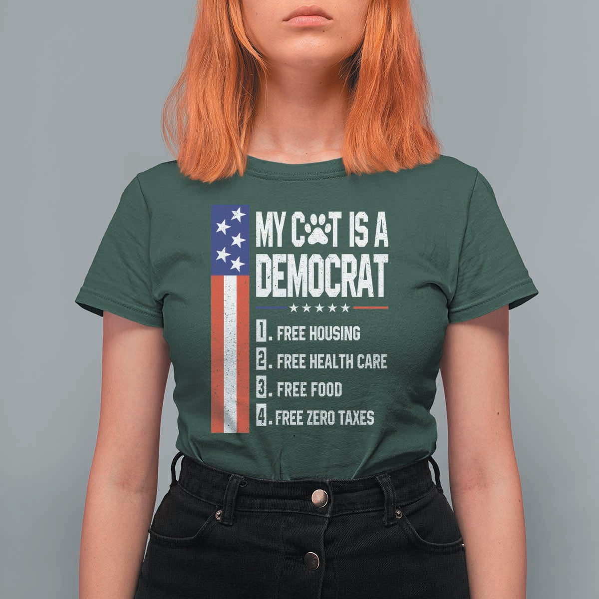 Funny My Cat Is A Democrat T Shirt For Women Lazy Cat Political Humor