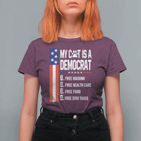 Funny My Cat Is A Democrat T Shirt For Women Lazy Cat Political Humor