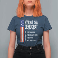 Funny My Cat Is A Democrat T Shirt For Women Lazy Cat Political Humor