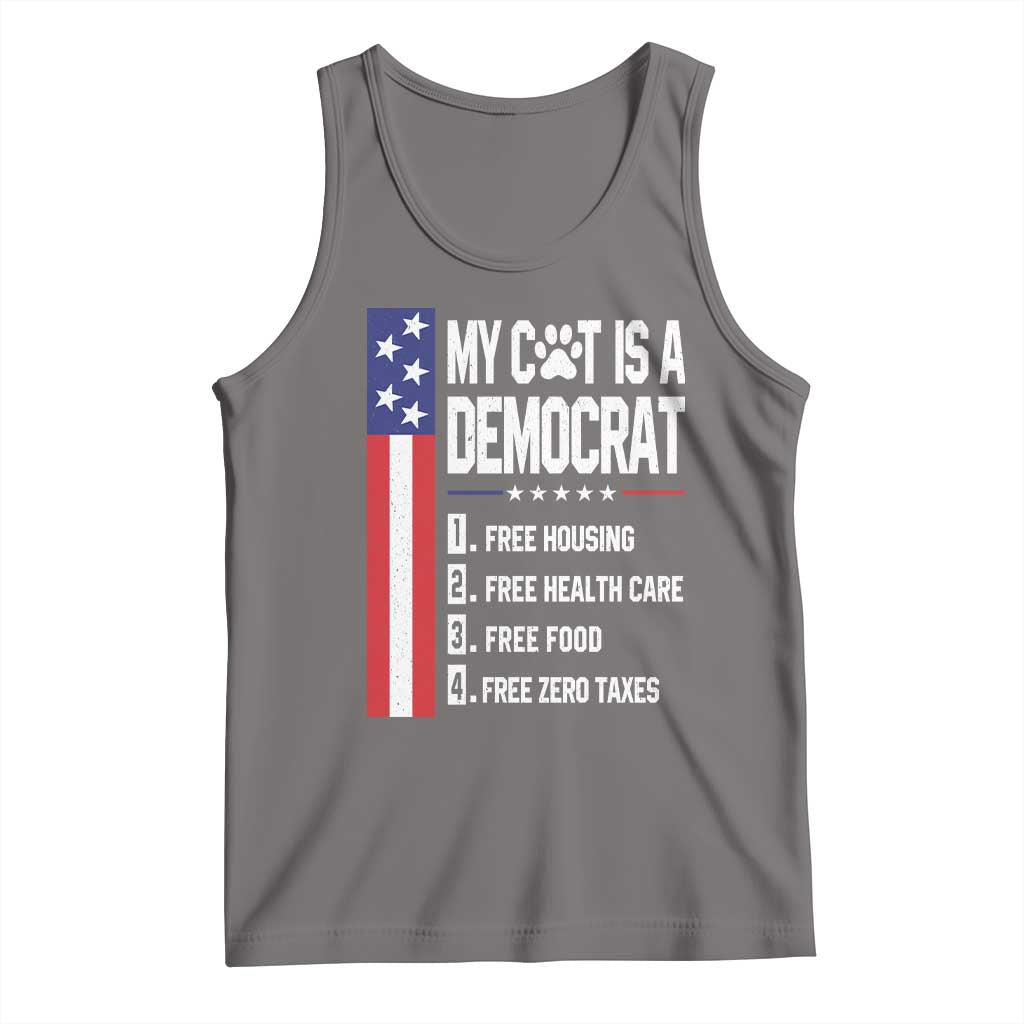Funny My Cat Is A Democrat Tank Top Lazy Cat Political Humor