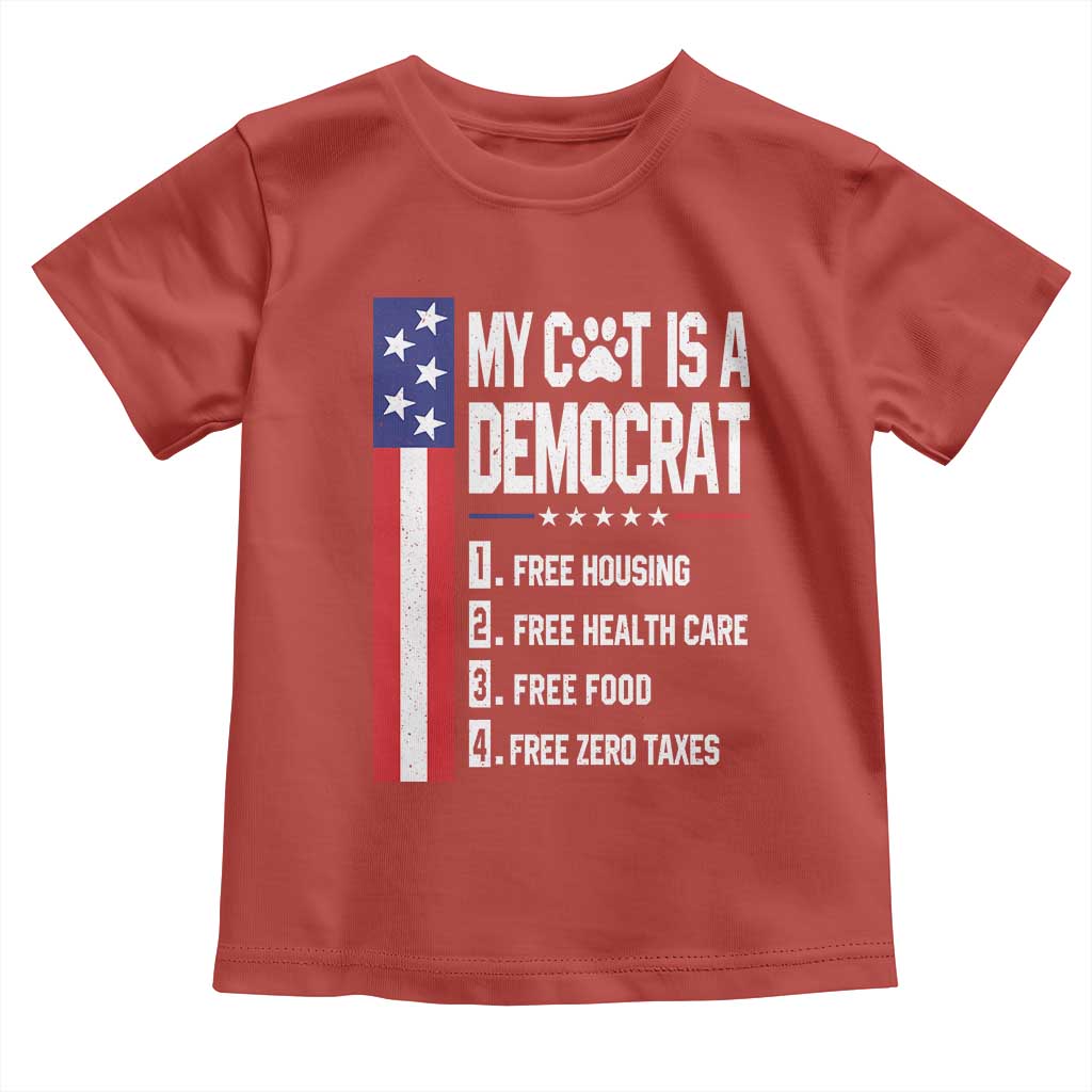 Funny My Cat Is A Democrat Toddler T Shirt Lazy Cat Political Humor