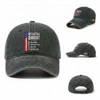 Funny My Cat Is A Democrat Washed Cotton Baseball Cap Lazy Cat Political Humor