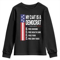 Funny My Cat Is A Democrat Youth Sweatshirt Lazy Cat Political Humor