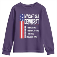 Funny My Cat Is A Democrat Youth Sweatshirt Lazy Cat Political Humor
