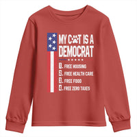 Funny My Cat Is A Democrat Youth Sweatshirt Lazy Cat Political Humor