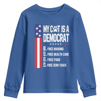 Funny My Cat Is A Democrat Youth Sweatshirt Lazy Cat Political Humor