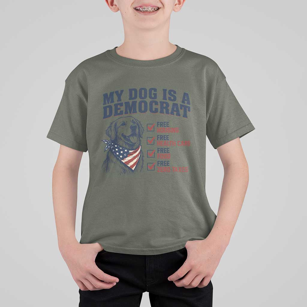 Funny Political Satire Dog Owner Gift T Shirt For Kid My Dog Is A Democrat