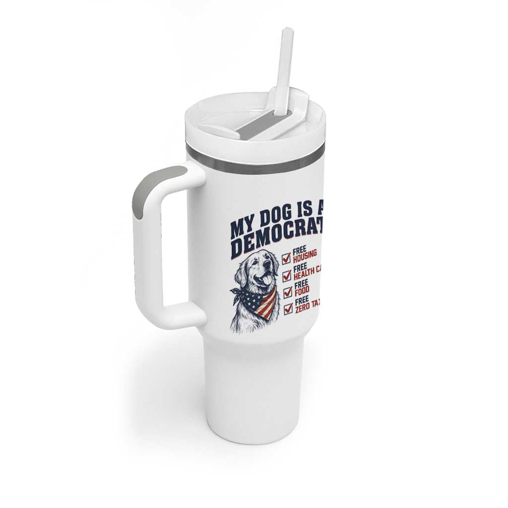 Funny Political Satire Dog Owner Gift Tumbler With Handle My Dog Is A Democrat