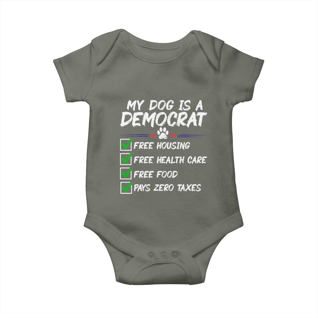 My Dog Is A Democrat Baby Onesie Funny Political Satire Graphic