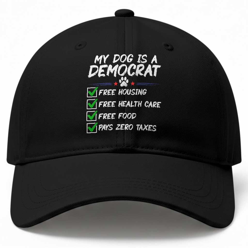 My Dog Is A Democrat Baseball Cap Funny Political Satire Graphic