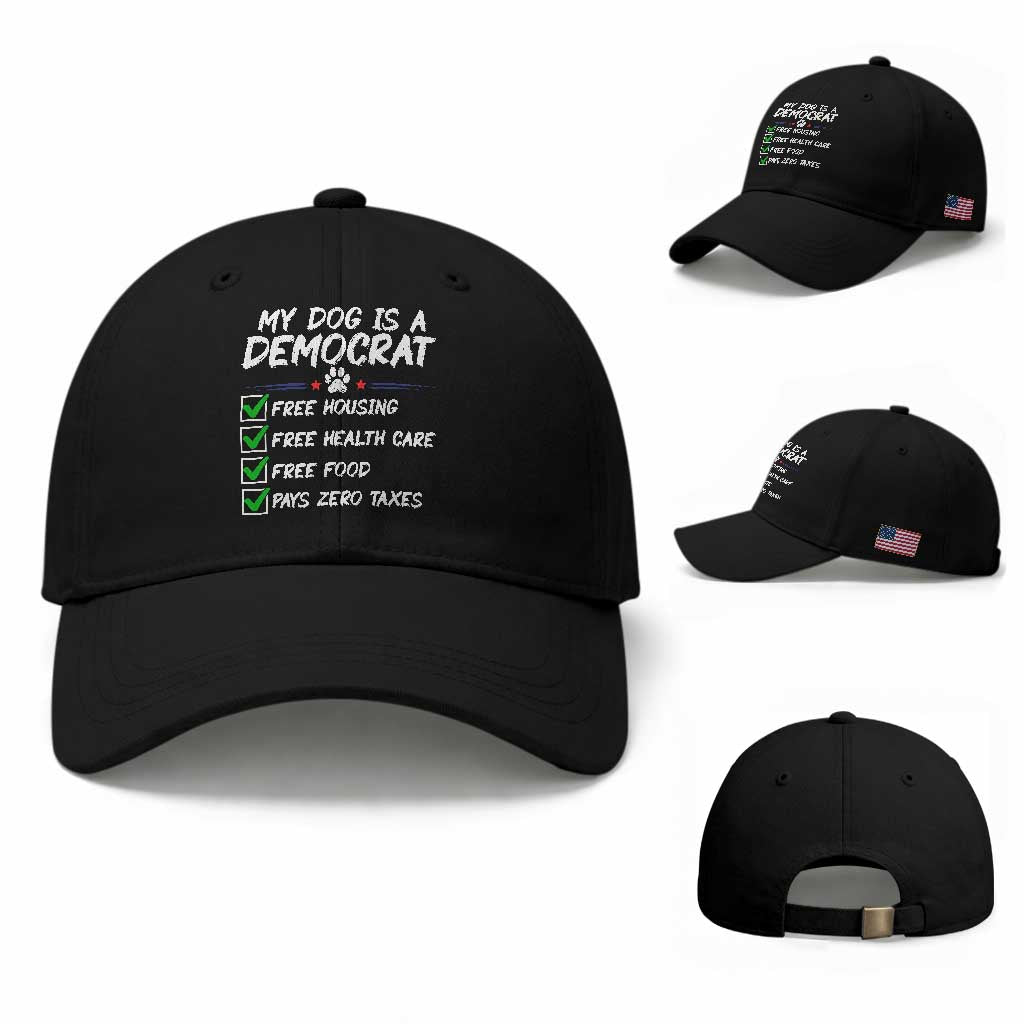 My Dog Is A Democrat Baseball Cap Funny Political Satire Graphic