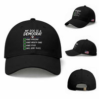 My Dog Is A Democrat Baseball Cap Funny Political Satire Graphic