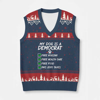 My Dog Is A Democrat V-Neck Knit Sweater Vest Funny Political Satire Graphic