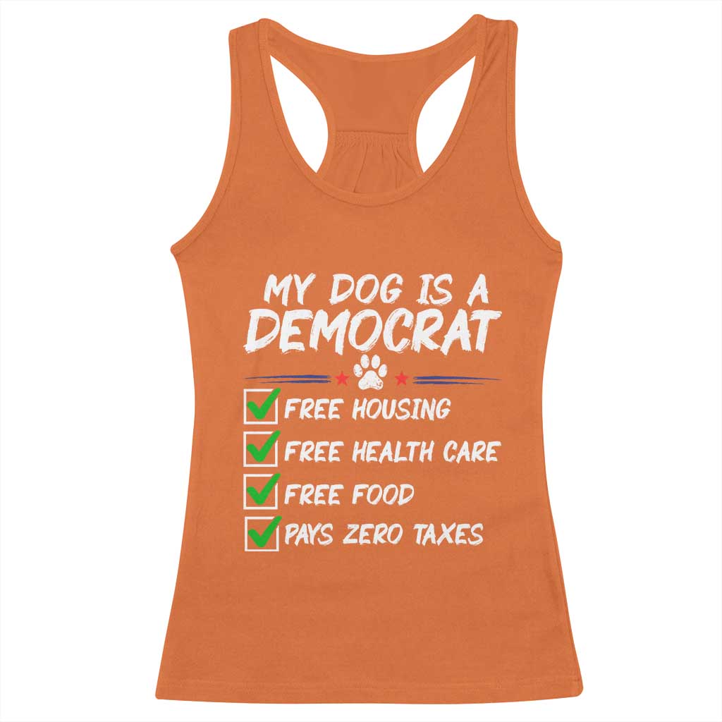 My Dog Is A Democrat Racerback Tank Top Funny Political Satire Graphic