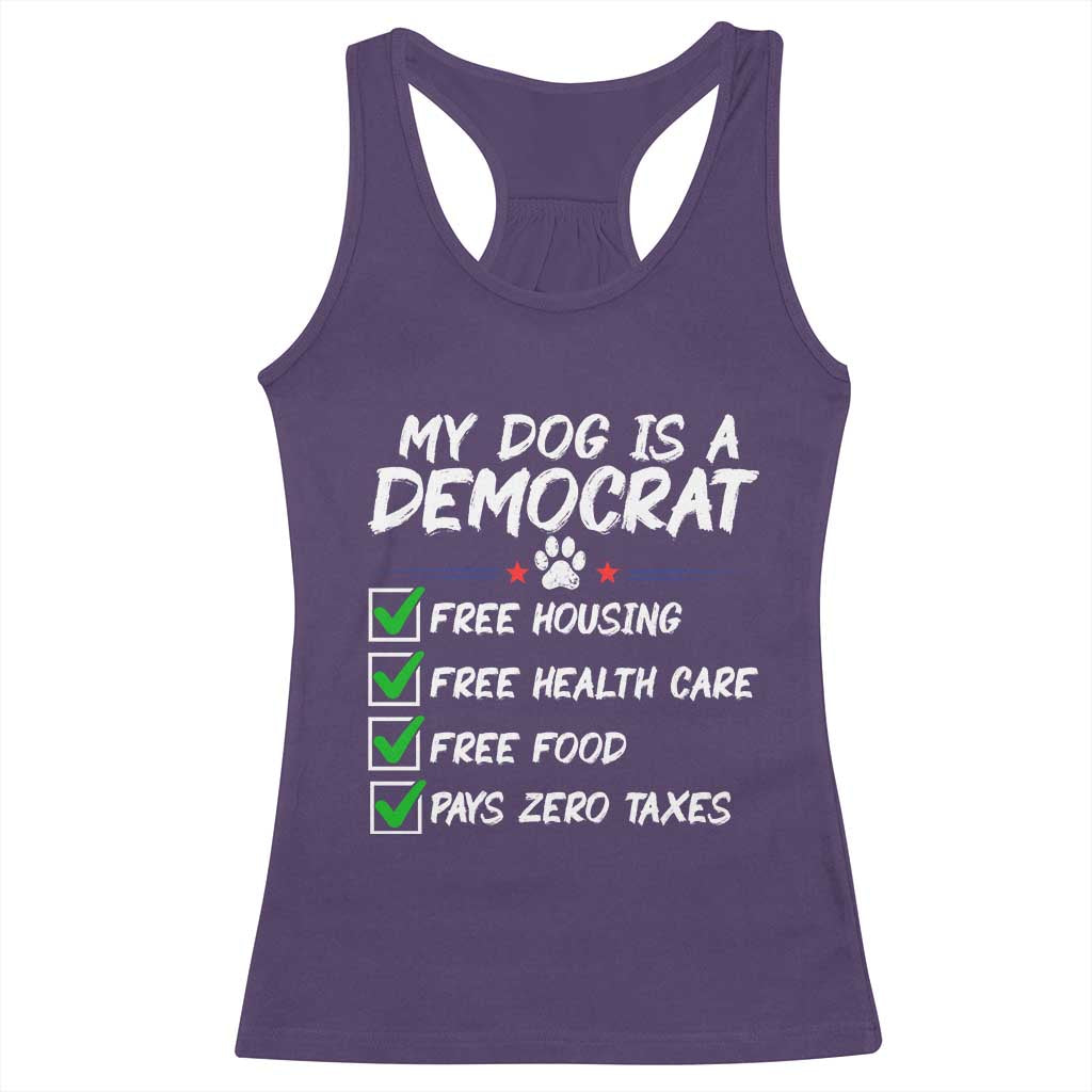 My Dog Is A Democrat Racerback Tank Top Funny Political Satire Graphic