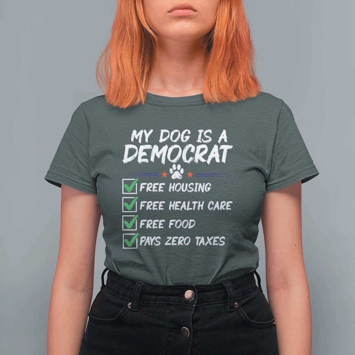 My Dog Is A Democrat T Shirt For Women Funny Political Satire Graphic