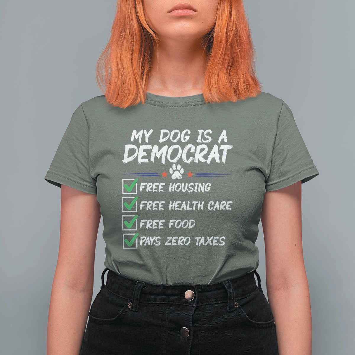 My Dog Is A Democrat T Shirt For Women Funny Political Satire Graphic