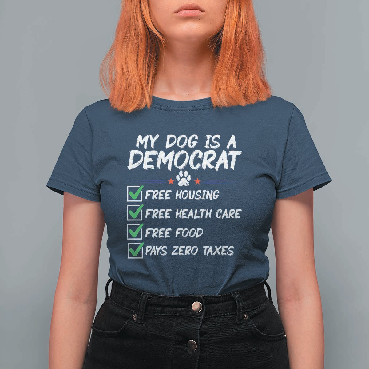 My Dog Is A Democrat T Shirt For Women Funny Political Satire Graphic