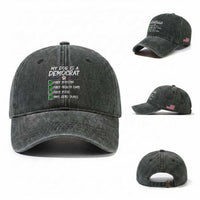 My Dog Is A Democrat Washed Cotton Baseball Cap Funny Political Satire Graphic