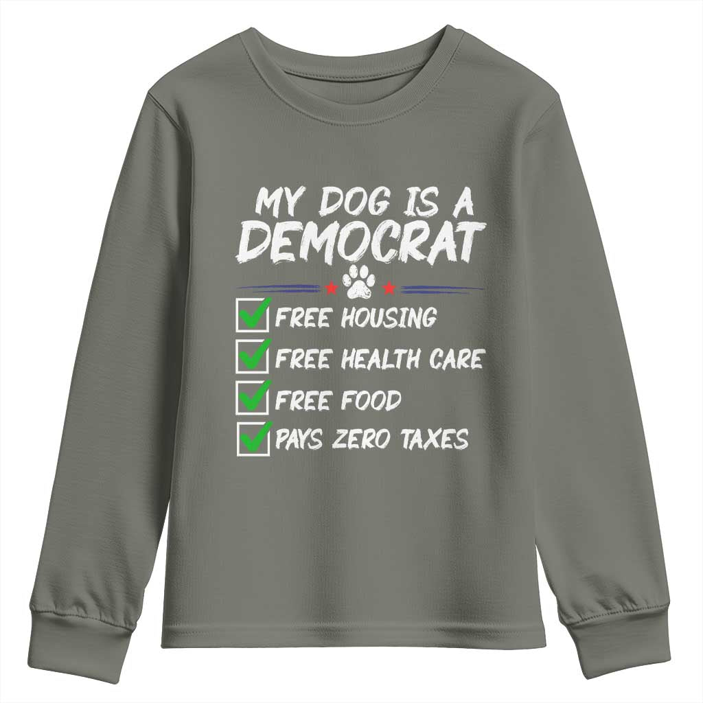 My Dog Is A Democrat Youth Sweatshirt Funny Political Satire Graphic