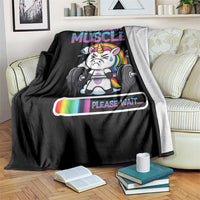 Installing Muscles Please Wait Throw Blanket Cute Unicorn Gym Workout Gift - Wonder Print Shop