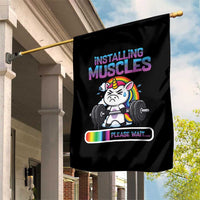 Installing Muscles Please Wait Garden Flag Cute Unicorn Gym Workout Gift - Wonder Print Shop