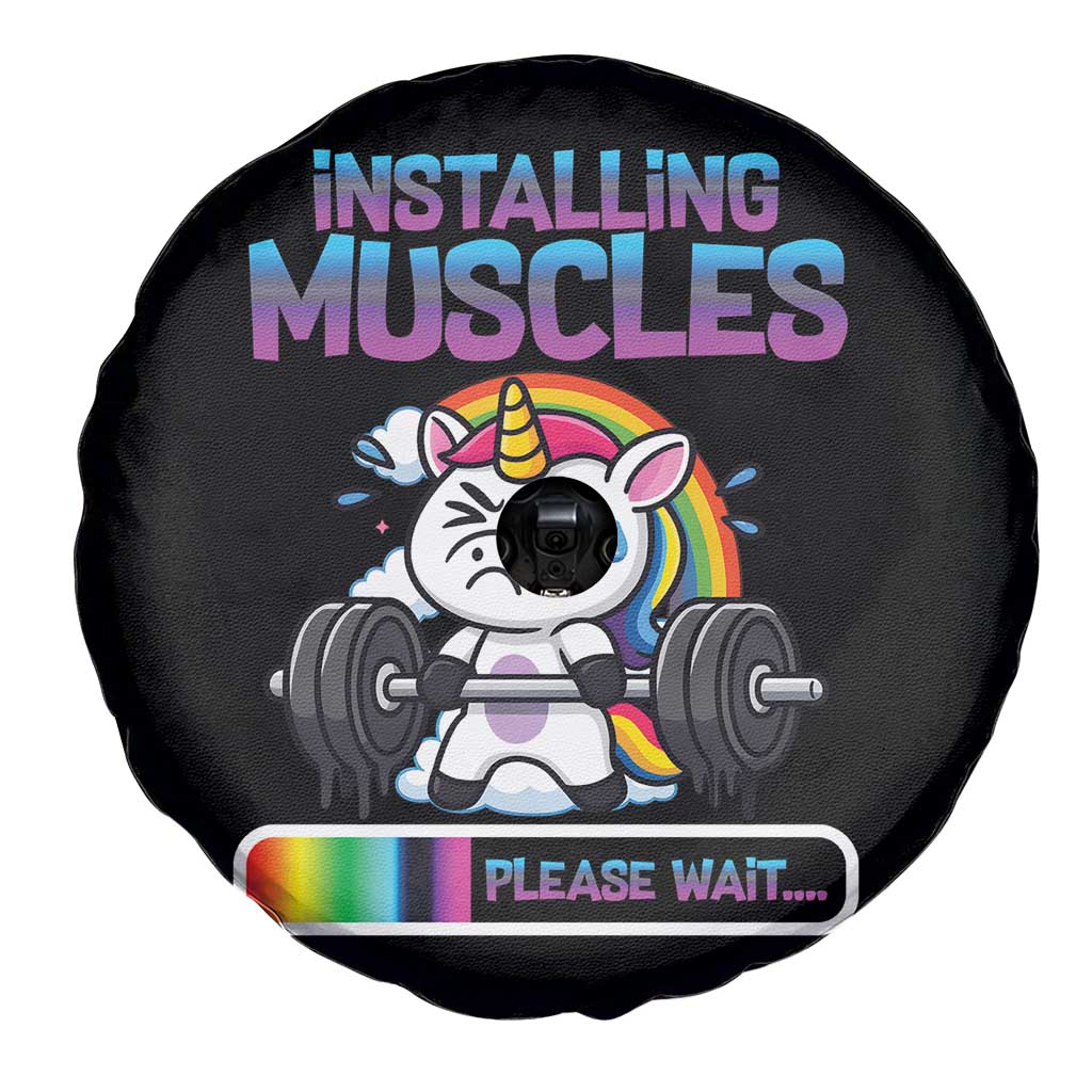 Installing Muscles Please Wait Spare Tire Cover Cute Unicorn Gym Workout Gift - Wonder Print Shop