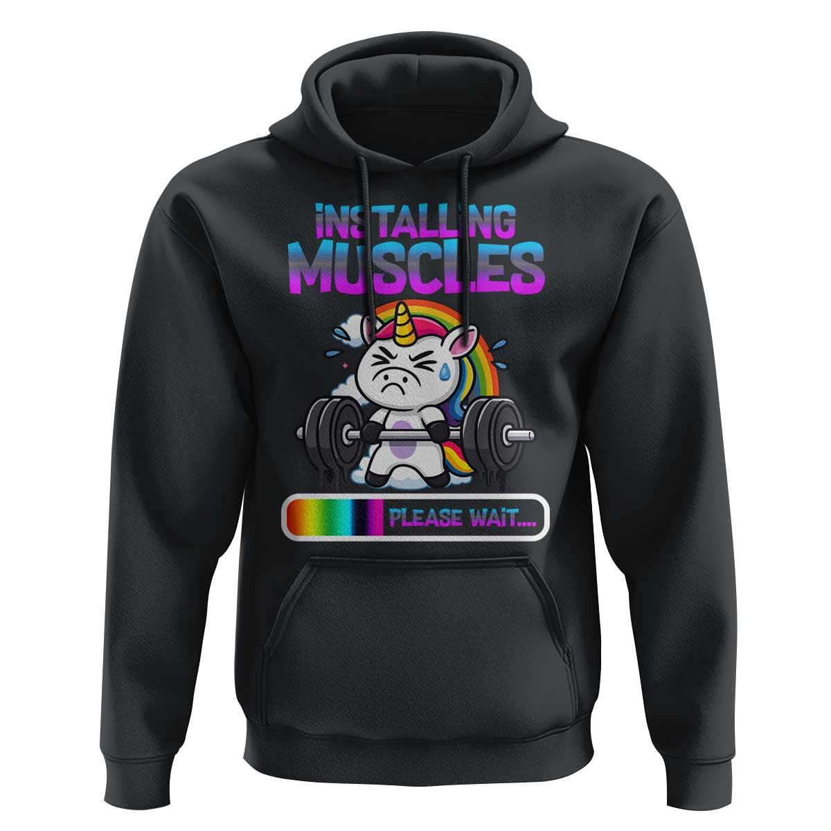 Installing Muscles Please Wait Hoodie Cute Unicorn Gym Workout Gift - Wonder Print Shop